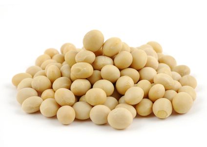 Close up of soy beans in isolated white background